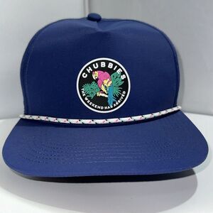 New Chubbies Retro Snapback Hat The Weekend Has Arrived Navy Blue 100% Nylon (14
